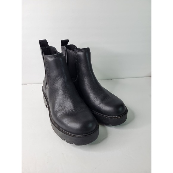 UGG Shoes - UGG Ashton Chelsea Waterproof Black Leather Lug Sole Boots 1115891 Womens 7.5